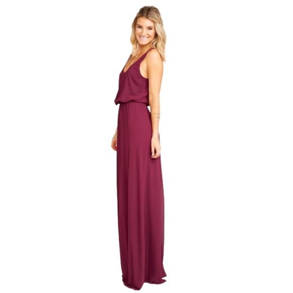 Show Me Your Mumu Formal Kendall Maxi Dress‎ in Merlot Chiffon Size Small - Picture 2 of 5